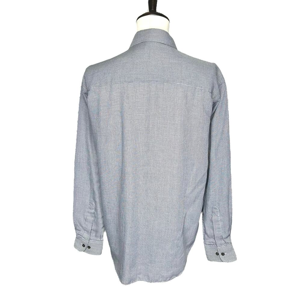 Yves Saint Laurent | Crosshatch Pattern Light Button Up Dress Shirt | Medium - Picture 3 of 13